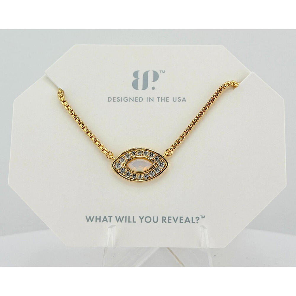 Bomb Party Necklace "The Seraphina" Moonstone on Yellow Gold NK97917